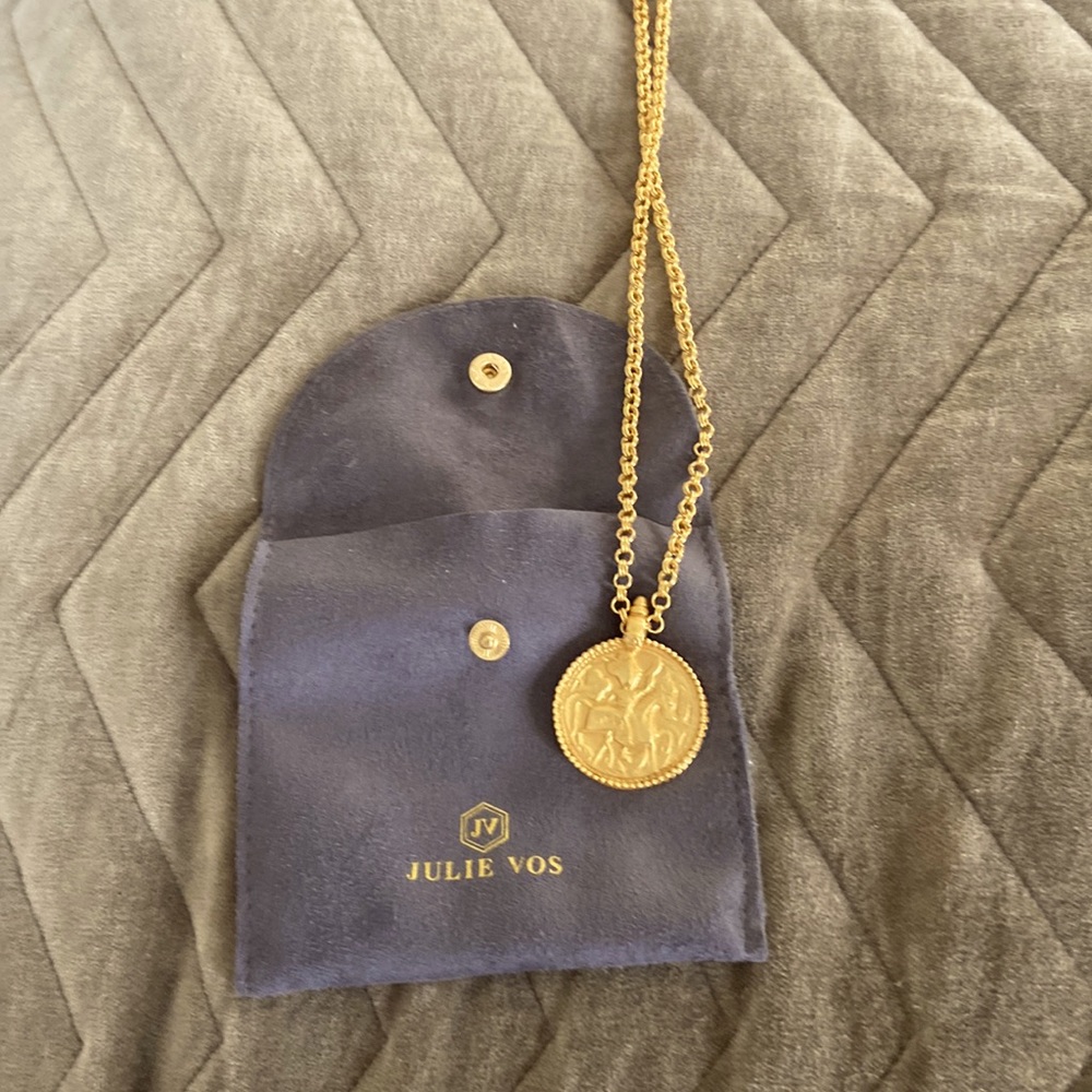 Julie Vos Necklace with a charm. gold color. cool chic classy vibe. Worn once!